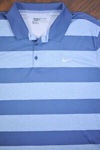 Nike Golf Dri-Fit Victory Bold Stipe Polo Shirt Blue Gray Men's XXL