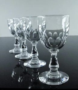 4 VERRES EN CRISTAL APERITIF DIGESTIF  TAILLE COTES CREUSSES BACCARAT 1907 ART - Foto 1 di 21