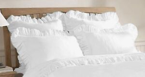 1 Pair Edge Ruffle Pillow Sham 100% Egyptian Cotton 800TC All Size & Color
