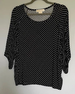 MICHAEL KORS WOMEN'S TOP. SIZE: P/L. POLKA DOT. ELASTIC 3/4 SLEEVE. SCOOP-NECK - Picture 1 of 5