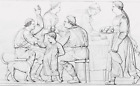 ERNTESCHMAUS Orig.-Lithografie 1850 aus Zyklus Die vier Jahreszeiten Weitbrecht