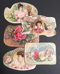Hermoso lote de flores para niñas con etiqueta en relieve dorado para publicidad de cigarros (cantidad 5) - Imagen 1 de 8