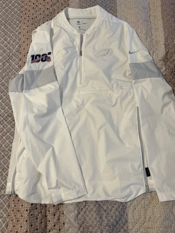 Men’s White Philadelphia Eagles Nfl 100 2019 Sideline Platinum Windbreaker Cover