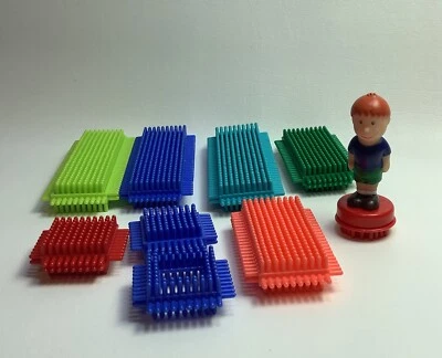 Vintage 90s Lot of 8 Bristle Blocks Building Blocks  with Boy Figure - Image 1 of 4