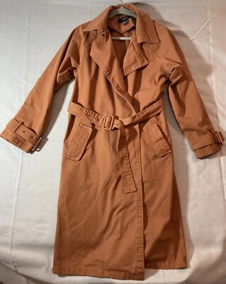 Forever 21 Gabardina Mujer Pequeña Camel Frente Abierto Cinturón Largo Plumero Foto 1 de 4