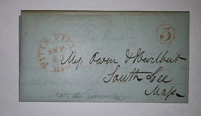 Stampless Pitts Field MS South Lee Mass 5 1846..Beautiful Postal Strikes.. - Image 1 of 4