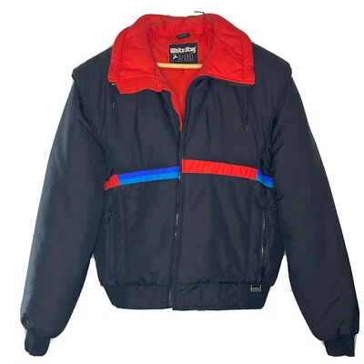 Vintage Mens L Large Mountain Skiwear White Stag Puffer Jacket Red Blue Black - Image 1 of 4