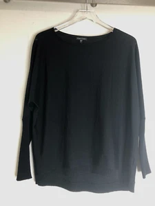 Eileen Fisher Sz Med Black 100% Wool Scoop Neck LS Sweater Basic Classic - Picture 1 of 7