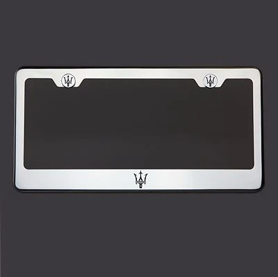 T304 SS Stainless Steel Maserati Logo Black Laser Etched License Plate Frame Tag - Image 1 of 4