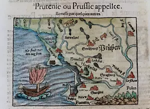 PREUSSEN 1568 SEBASTIAN MUNSTER UNGEWÖHNLICHE ANTIKE GRAVIERTE KARTE 16. JAHRHUNDERT - Bild 1 von 3