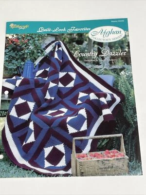 Country Dazzler Afghan Quilt Look Crochet Pattern Needlecraft Shop - Image 1 of 4