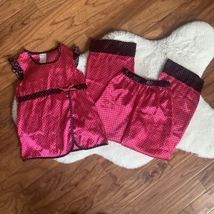 Total Girl Hot Pink and Black Silky PJ’s - Picture 1 of 3