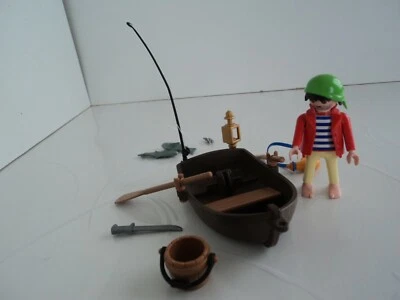PLAYMOBIL vintage pirates naufragé et barque canne poissons set 3937 de 2000 - Photo 1/4
