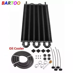 6 Rows Universal Aluminum Remote Transmission Oil Cool Radiator Converter Kit - Foto 1 di 9