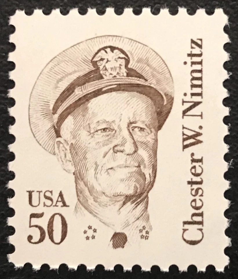 1985 Scott #1869e 50¢ - ADMIRAL CHESTER W NIMITZ 11.2 - Single - Shiny Gum - MNH - Image 1 of 1