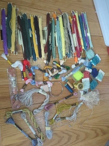 Large Mixed Lot Embroidery Floss Thread Skeins Marlitt DMC Cotton Estaz Metallic - Picture 1 of 6
