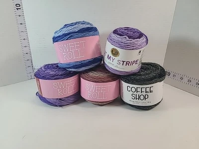 Yarn Lot Sweet Roll Coffee Shop Just My Stripe 5 Rolls Total - Image 1 of 4