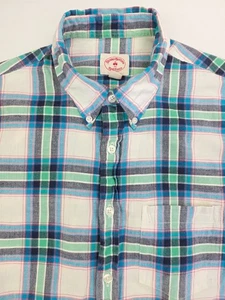 Brooks Brothers Rojo Vellón Talla Grande Para Hombre Multi Cuadros Botón Manga Larga - Imagen 1 de 10