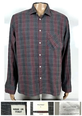 Camisa Billy Reid Para Hombre Talla Grande Gris Rojo Cuadros Algodón Estándar Hecha en Italia  Foto 1 de 4