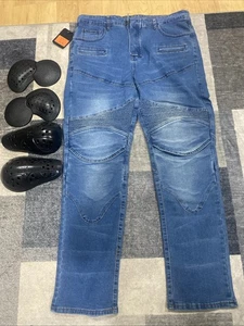 Motorcycle Riding Pants Denim Jeans Protect Pads, Knee/Hip Armor Pads 2XL/36 - Bild 1 von 9