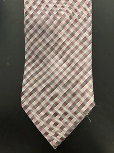 Vtg Jones New York Pink Grey White Plaid Tie - Picture 1 of 3