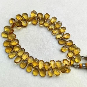 Natürliche Honig Quarz Edelsteine 8x6 bis 10x7 mm Größe Facettierte Birne Briolette Perlen 8,5 Zoll - Bild 1 von 7