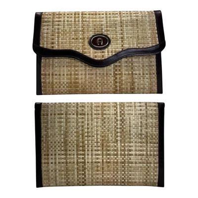 Bolso sin asas vintage de cuero de paja tejido ETIENNE AIGNER años 60 70 mediano Foto 1 de 4