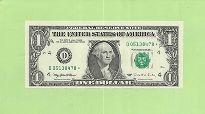 1995* ..UNCIRC $1  D 0513 8478 *  .... 1995 $1  D-*       STAR NOTE      FRN - Image 1 of 2