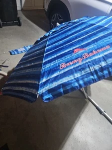 Tommy Bahama Blue 6 ft Beach Sand Umbrella with Tilt Telescoping Pole & Case - Picture 1 of 4