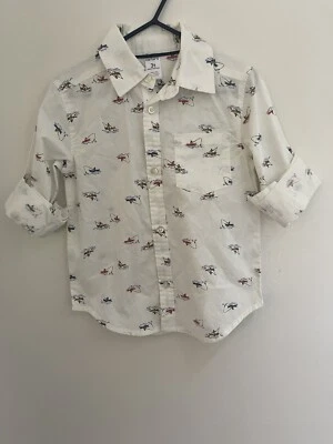 Camisa Carter's para niños pequeños barco de pesca 100 % algodón con cuello abotonado blanca 3T Foto 1 de 4