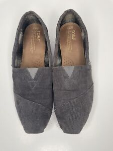 Toms Classic Gray Corduroy Espadrille Slip- On Flats Shoes Women's Size 9 1/2 M