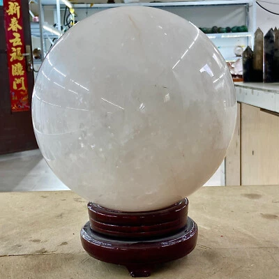 32.07LB  Natural White Crystal Clear Quartz Crystal Sphere Ball Healing Meditati - Image 1 of 4