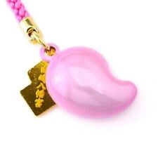 JAPANESE Magatama Amulet OMAMORI Charm Good fortune Pink Power Stone Bell