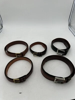 Lote 5 Cinturones COACH Guante Cuero Marrón Oscuro Tostado Borgoña Talla 36 Hecho en EE. UU. Foto 1 de 4