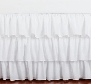 New 2014 Pottery Barn Kids Baby Crib Bed Skirt Triple Tier Dust Ruffle White - Picture 1 of 5