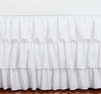 Nuevo 2014 Pottery Barn Niños Bebé Cuna Cama Falda Triple Nivel Polvo Volantes Blanco Foto 1 de 4