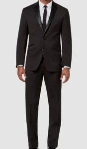 Kenneth Cole Men's Black Slim-Fit 2-Piece Jacket Pants Tuxedo Suit Size 42R 35W - Picture 1 of 5