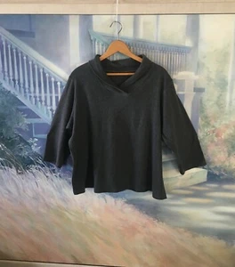 Damen Top Übergröße L Langarm grau Surplice Wasserfallausschnitt Ellen Tracy - Bild 1 von 12