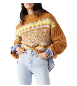 Free People Alpine Women's Alpaca Wool Crop Pullover Sweater Cinnamon Sz S $148 - Picture 1 of 14