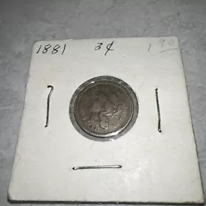 1881 Three Cent Nickel Piece 3C Ungraded/possible Die Clash On Neck - Picture 1 of 5