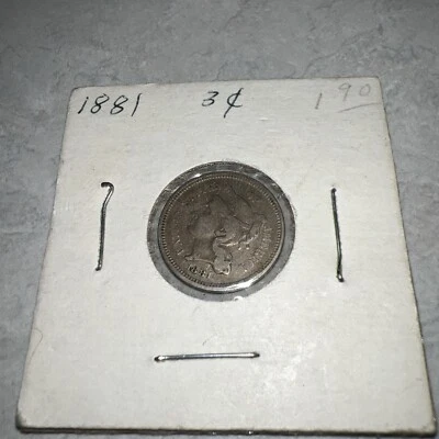 1881 Three Cent Nickel Piece 3C Ungraded/possible Die Clash On Neck - Image 1 of 4
