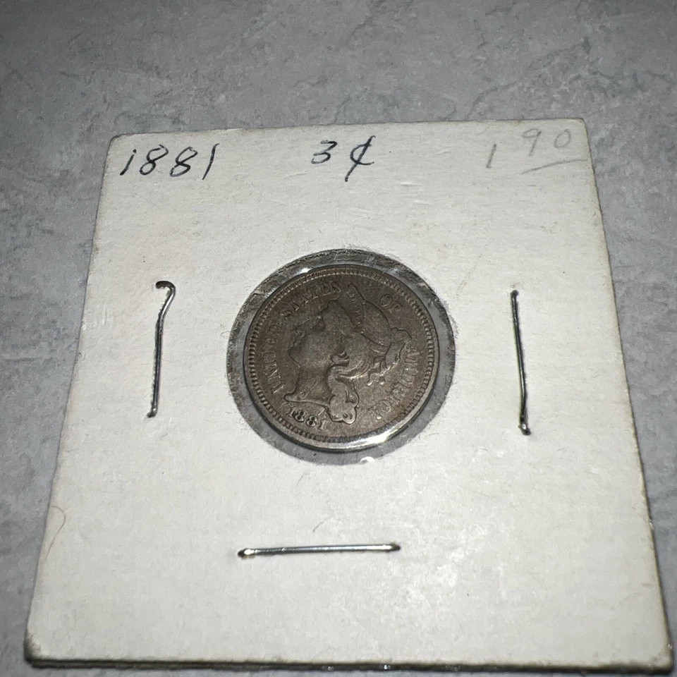 1881 Three Cent Nickel Piece 3C Ungraded/possible Die Clash On Neck - Image 1 of 4