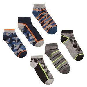Boys Kids 6 Pairs of Camo Print Cotton Rich Trainer Socks - Picture 1 of 8