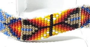 NAVAJO FRANCIS STEWART WAVY LEATHER 11 ROW SEED BEADS 5 1/4" BRACELET 16.4g - Picture 1 of 6