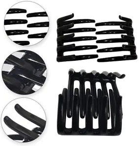 Lot of 4 Pcs Black French Crab Interlocking Barrettes Pin Hair Clip Side Comb - Picture 1 of 4