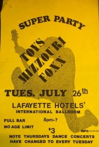 1970's rock concert flyer: Toys, Missouri Foxx - Picture 1 of 1