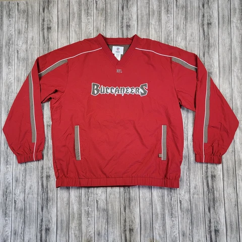 Tampa Bay Buccaneers V Neck Pullover Windbreaker Jacket Red NFL Mens Size XL Cover