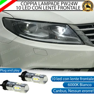 COPPIA LAMPADE DIURNE DRL 10 LED PW24W CANBUS VW PASSAT CC 2012-2014 6000K - Foto 1 di 9