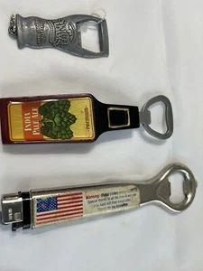 Lotto 3 Apribottiglie Birra Soda Metallo Pubblicitari Vintage, Chiave Chiesa - Foto 1 di 9