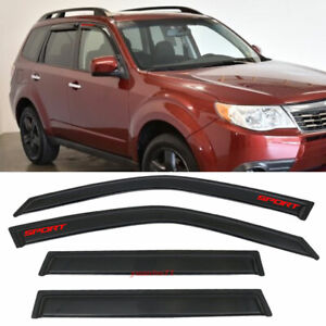For 09-13 Subaru Forester Window Visor Smoke Vent Deflector Guard w/ red letters